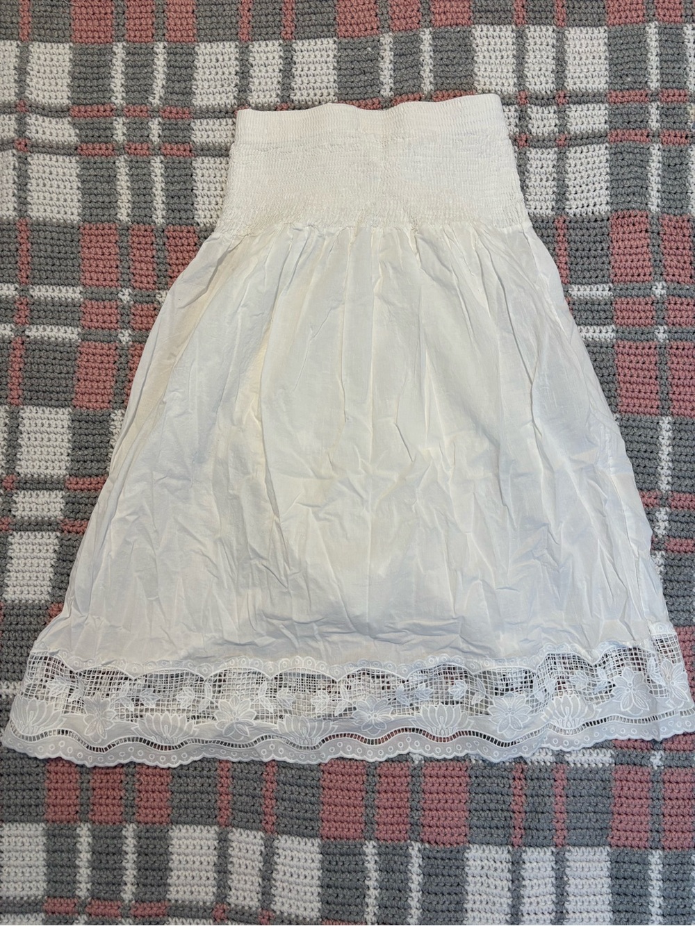 Ultra Pink White Lace-Trim A-Line Skirt